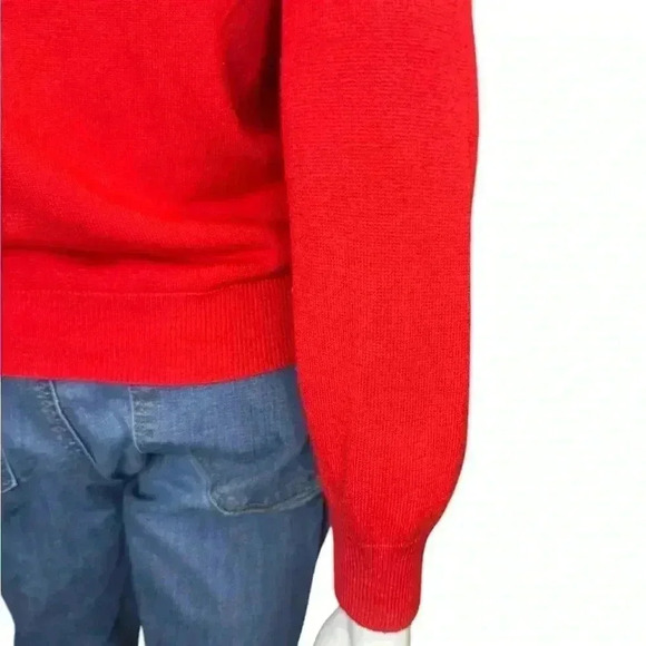 Draper’s & Damons Red Mock Neck Sweater, Back Acrylic Quarter Zipper Size PM. - Picture 8 of 11